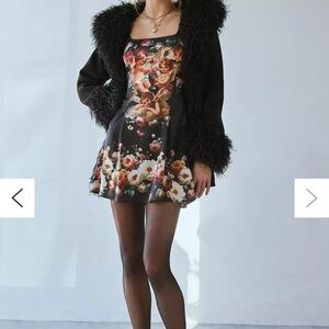 Floral Black Dress with Angel Print UO Bri Double Bow Sleek Satin Mini Dress